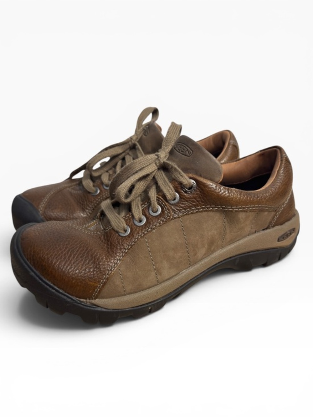 KEEN Presidio Cascade Shitake Leather Walking Shoes Size 7.5 Need New Inserts
